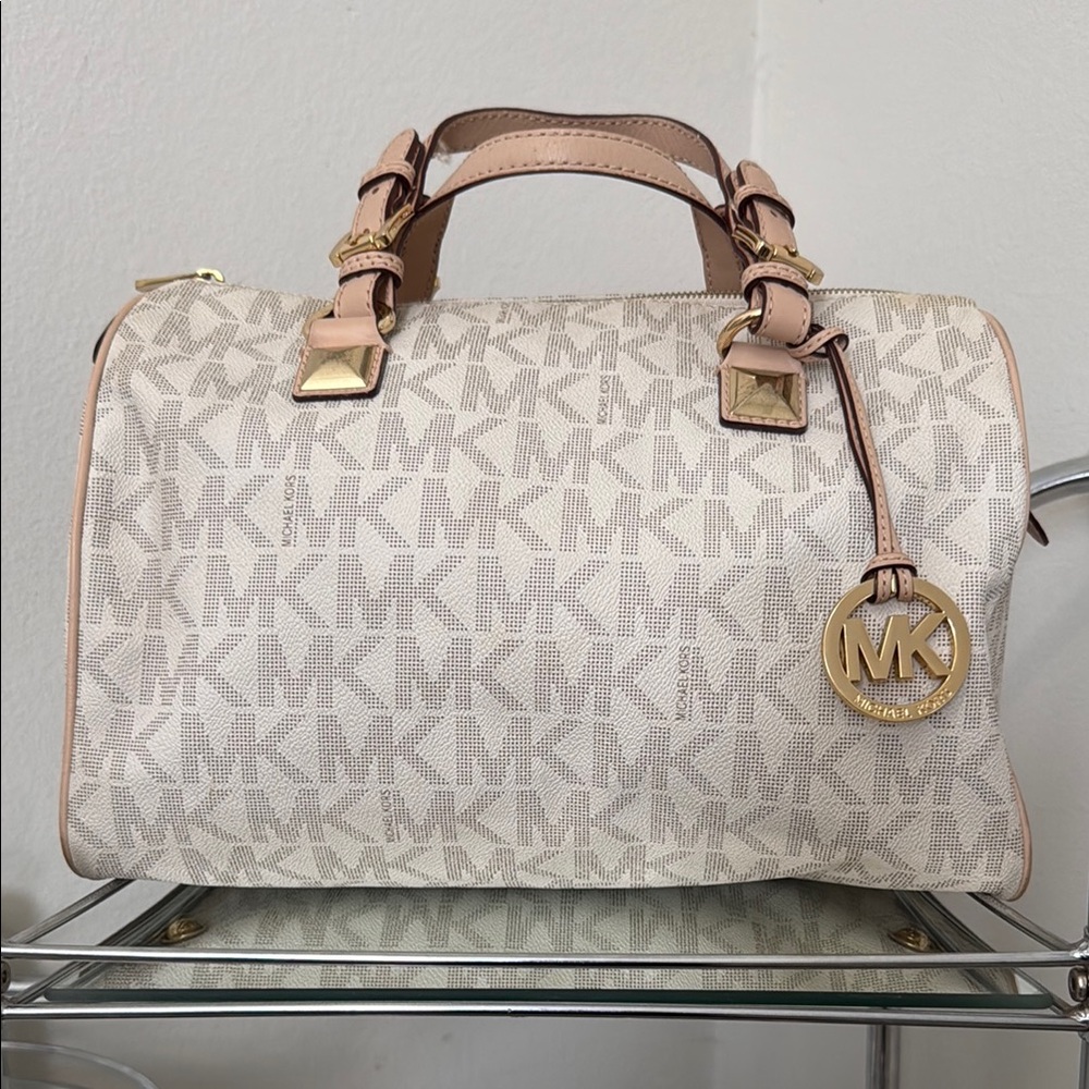 Michael Kors Cream Satchel with Gold Hardware